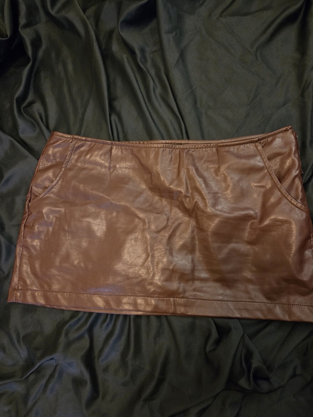 Brown Faux Leather Mini Skirt - Women